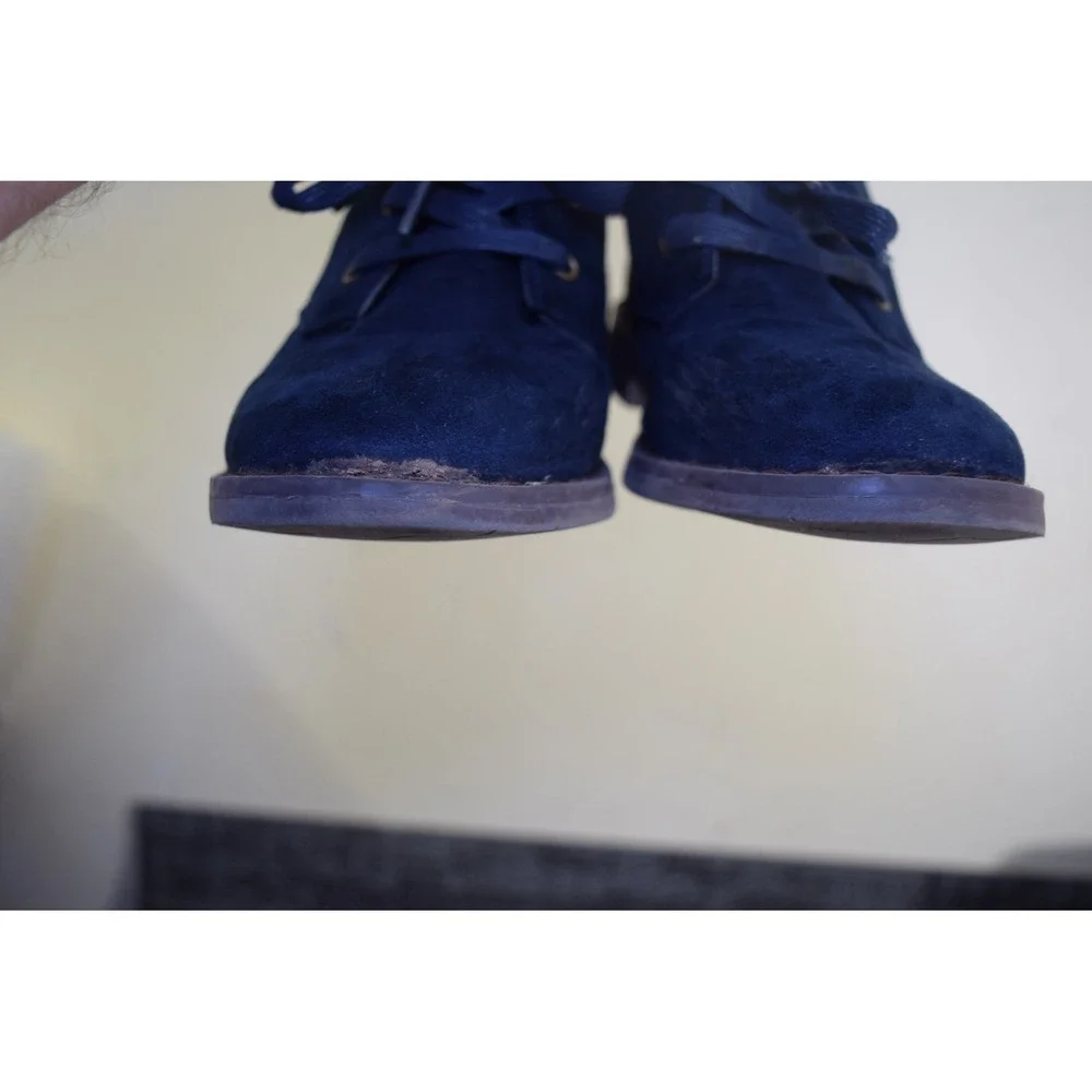 2024 Gymboree Blue Faux Suede Leather Ankle Lace Boots Blue Boys Girls 3 3048867